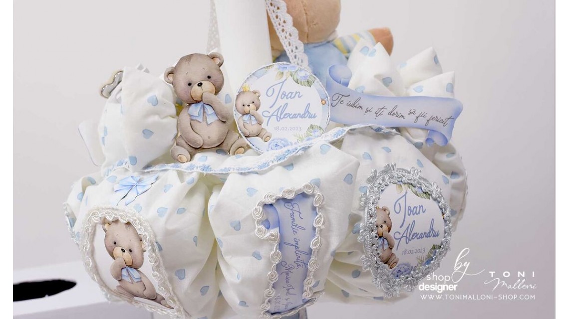 Lumanare de botez cu ursuletul Teddy Bear King 14